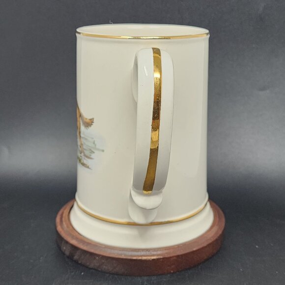 Swank Tankard Stein Mug on Wooden Stand Dog Irish Setter VTG MCM - Picture 5 of 9